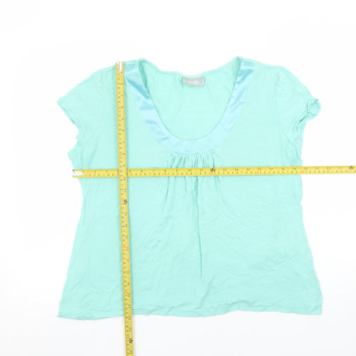 Wallis Women Green Size 16 Scoop Neck Short Sleeve Cotton Top