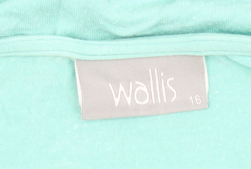 Wallis Women Green Size 16 Scoop Neck Short Sleeve Cotton Top
