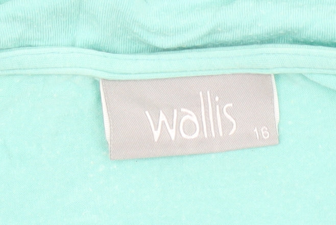 Wallis Women Green Size 16 Scoop Neck Short Sleeve Cotton Top
