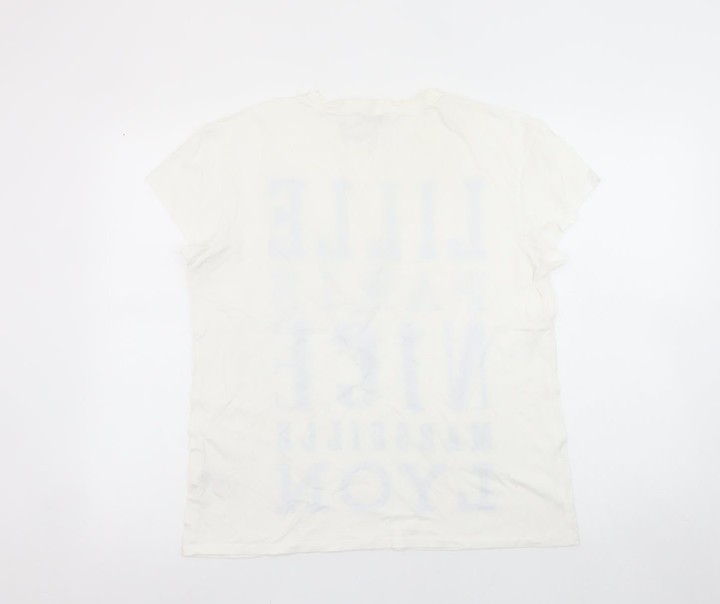 Marks and Spencer Womens White Size 12 City Print Cotton T-Shirt