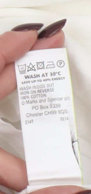 Marks and Spencer Womens White Size 12 City Print Cotton T-Shirt