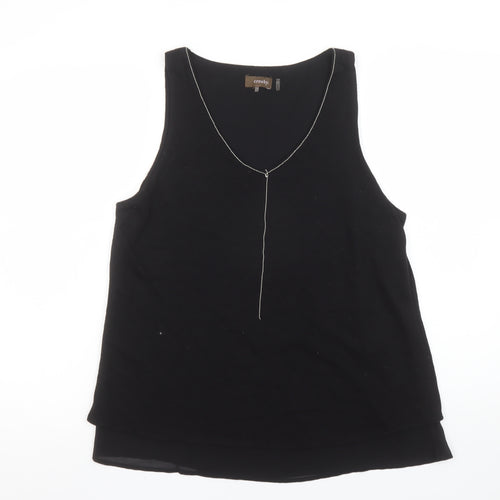 Crosby Womens Black Linen Blend V-Neck Sleeveless Tank Top Size L