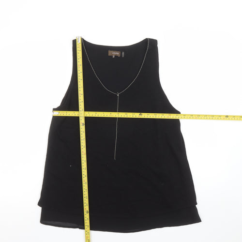 Crosby Womens Black Linen Blend V-Neck Sleeveless Tank Top Size L
