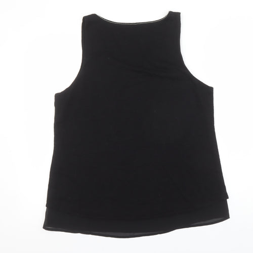 Crosby Womens Black Linen Blend V-Neck Sleeveless Tank Top Size L