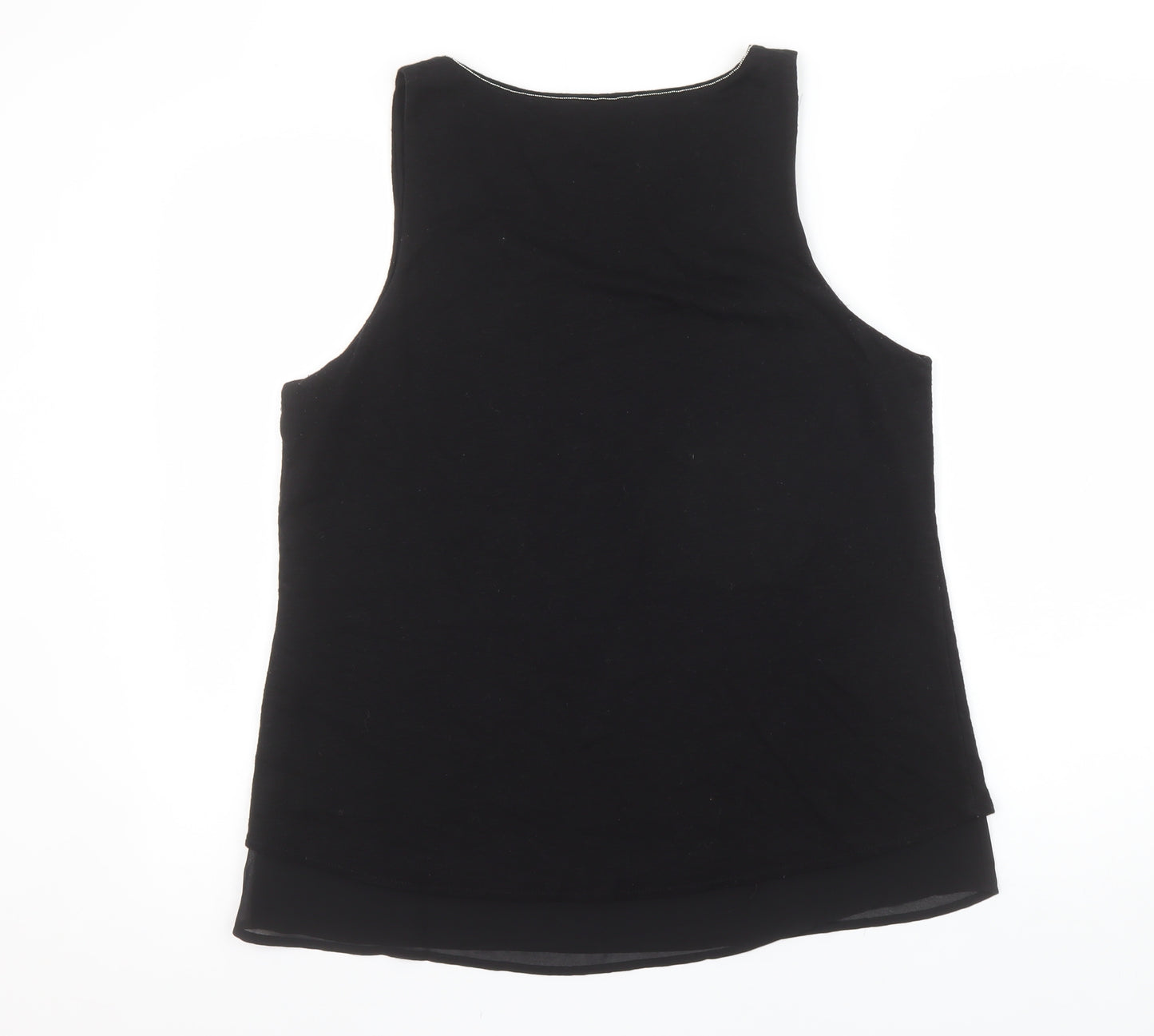 Crosby Womens Black Linen Blend V-Neck Sleeveless Tank Top Size L