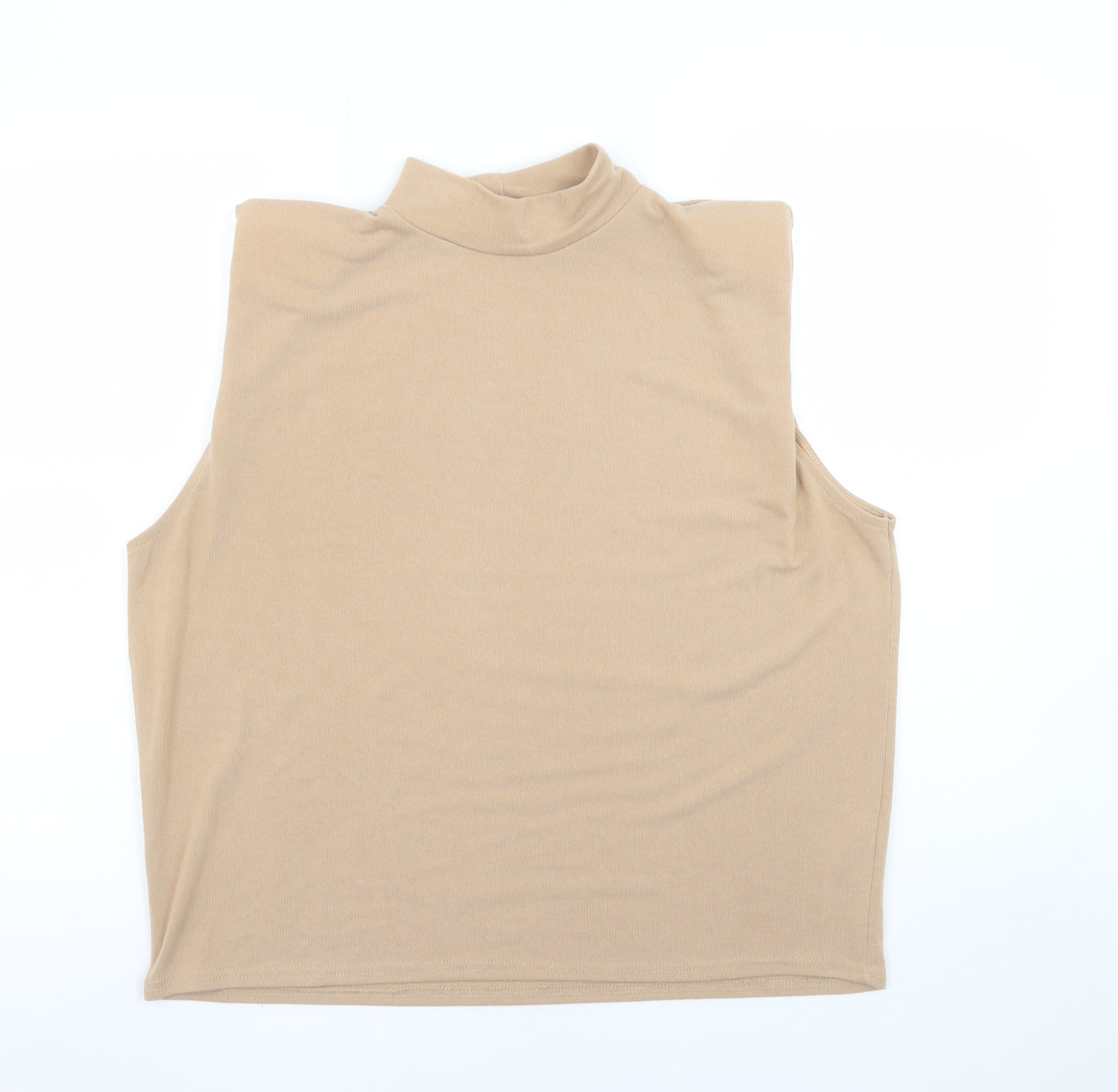 Quiz Women Beige High Neck Sleeveless Top Size 14