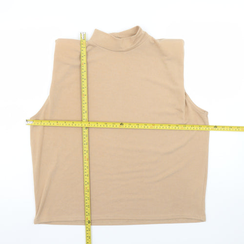 Quiz Women Beige High Neck Sleeveless Top Size 14