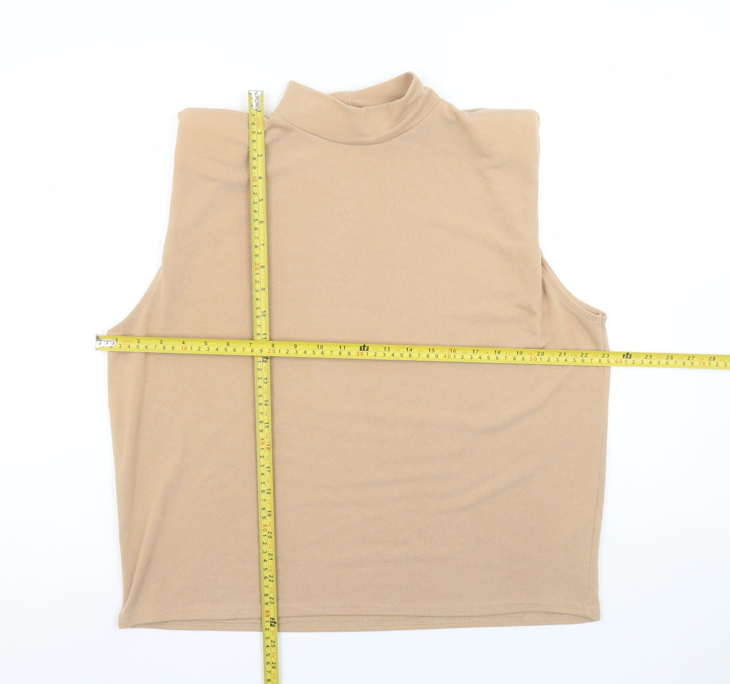 Quiz Women Beige High Neck Sleeveless Top Size 14
