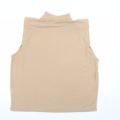 Quiz Women Beige High Neck Sleeveless Top Size 14