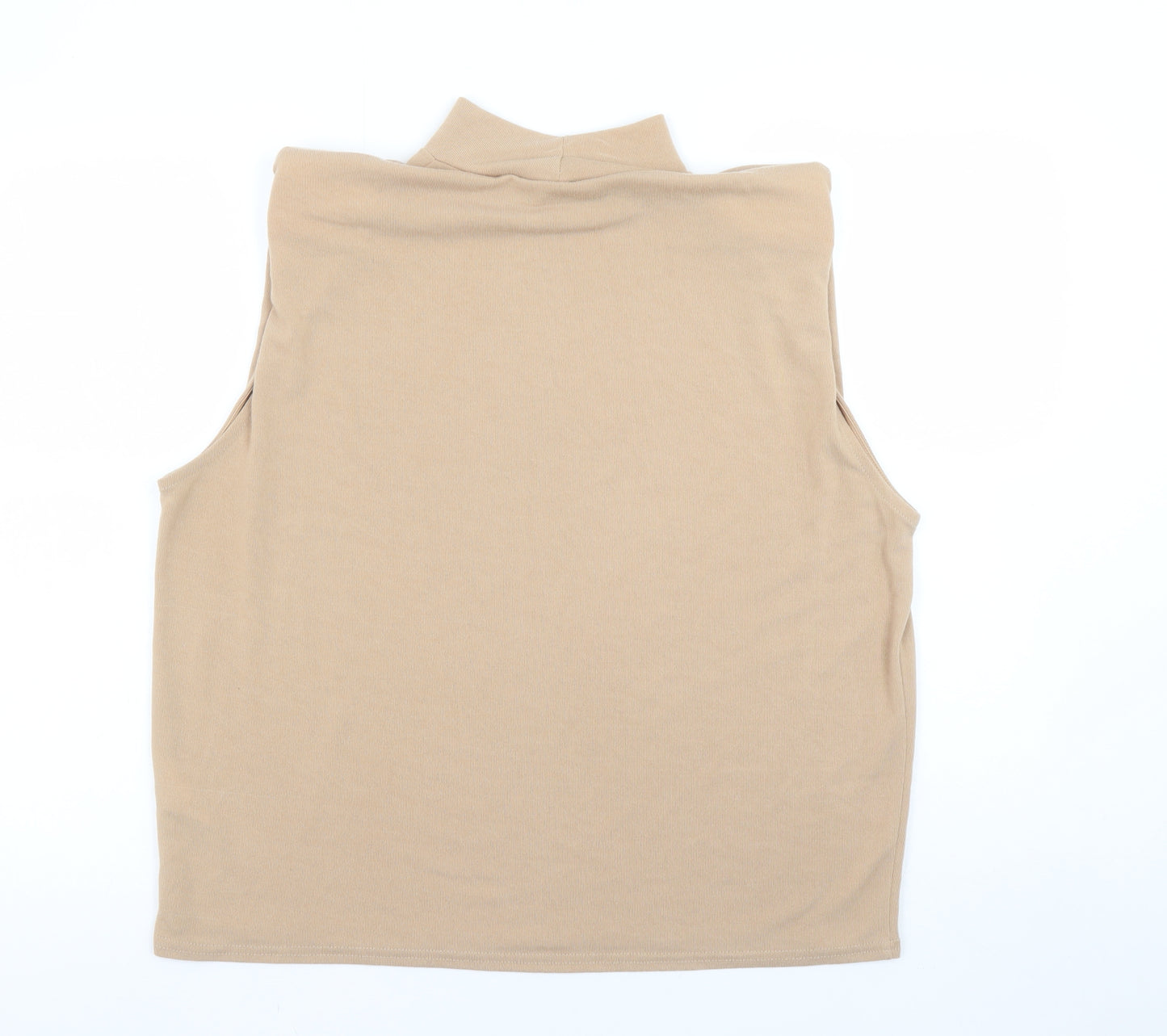 Quiz Women Beige High Neck Sleeveless Top Size 14