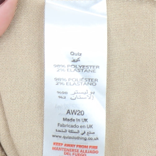 Quiz Women Beige High Neck Sleeveless Top Size 14