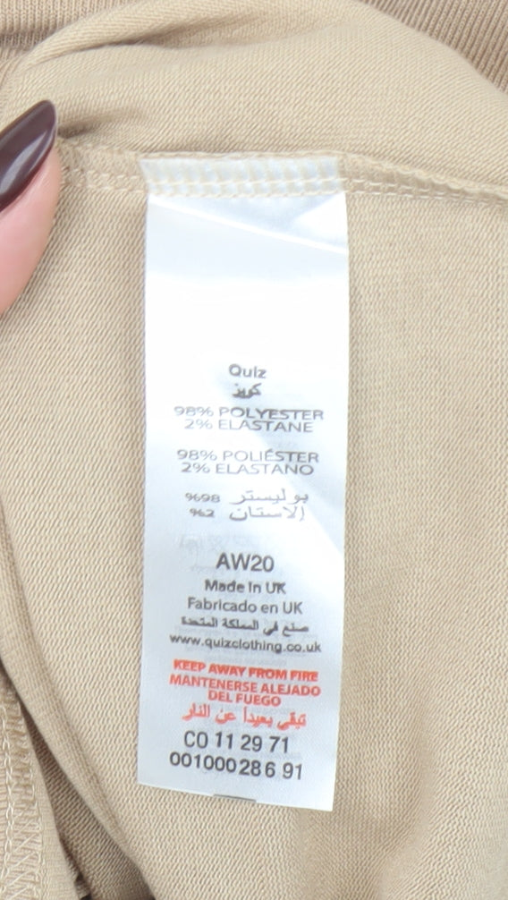 Quiz Women Beige High Neck Sleeveless Top Size 14