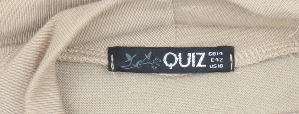 Quiz Women Beige High Neck Sleeveless Top Size 14