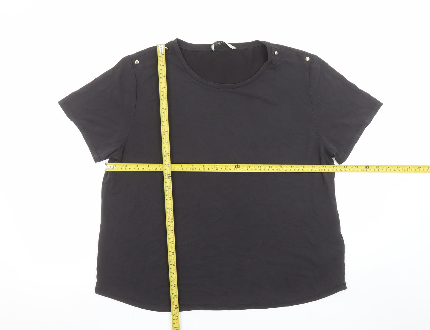 Oasis Womens Black Short Sleeve Basic T-Shirt Size L Modal Blend