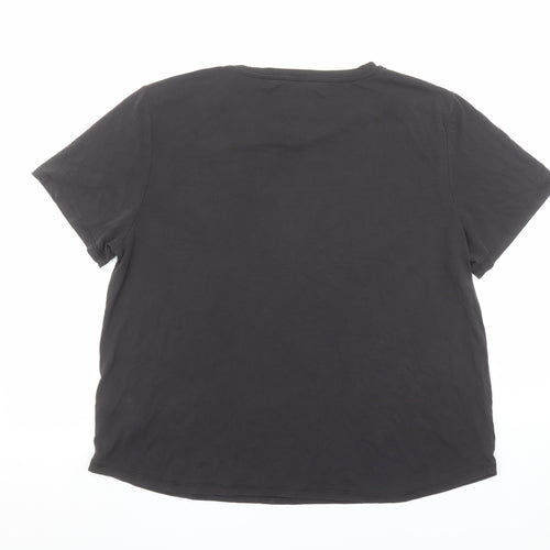 Oasis Womens Black Short Sleeve Basic T-Shirt Size L Modal Blend