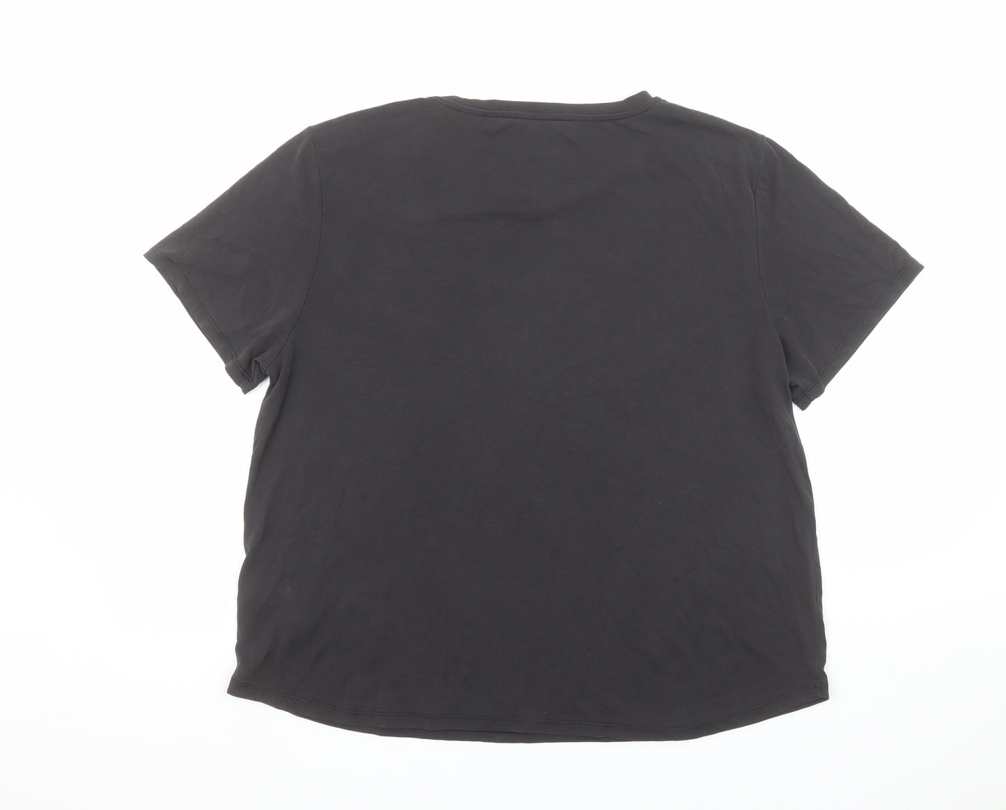 Oasis Womens Black Short Sleeve Basic T-Shirt Size L Modal Blend
