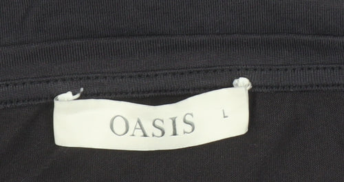 Oasis Womens Black Short Sleeve Basic T-Shirt Size L Modal Blend