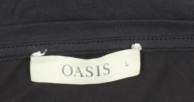 Oasis Womens Black Short Sleeve Basic T-Shirt Size L Modal Blend