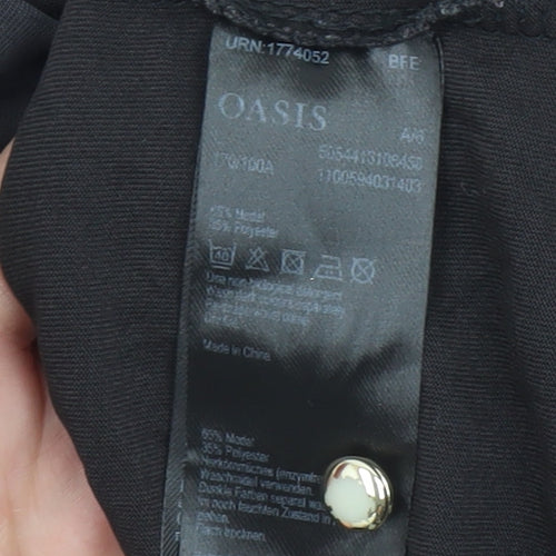 Oasis Womens Black Short Sleeve Basic T-Shirt Size L Modal Blend