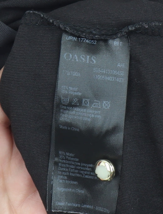 Oasis Womens Black Short Sleeve Basic T-Shirt Size L Modal Blend