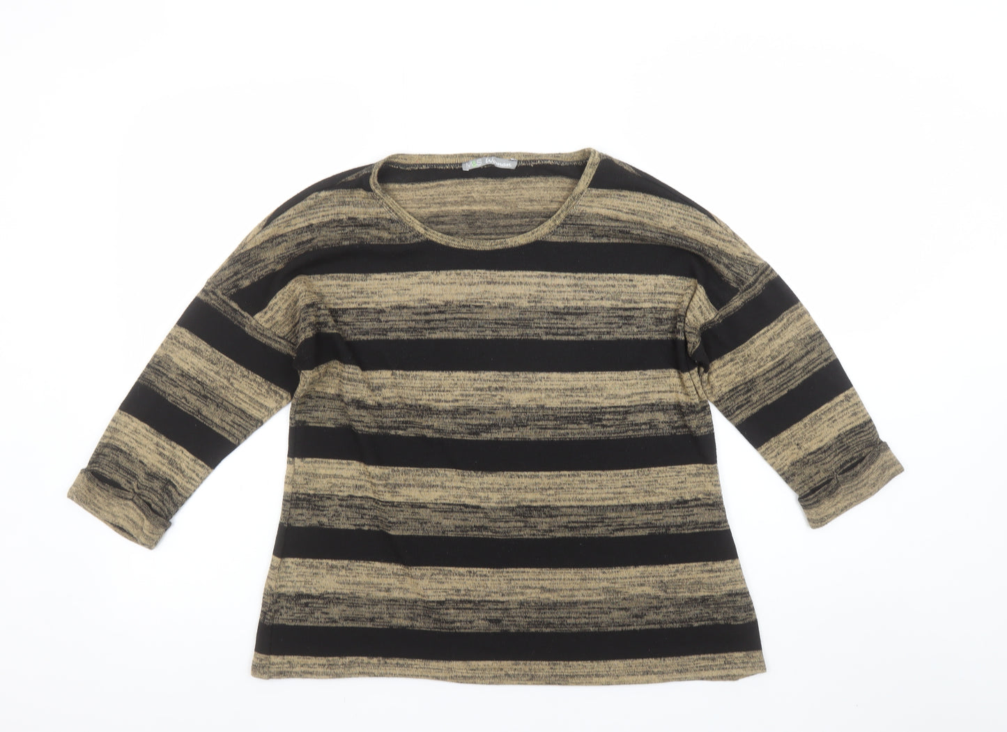Marks and Spencer Women’s Beige Black Striped Jumper Size 12