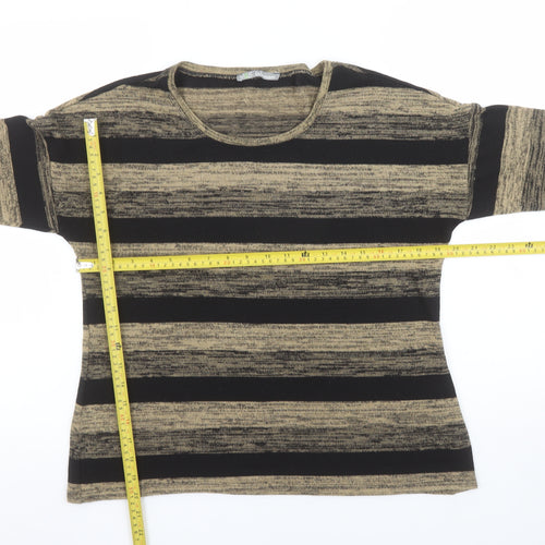 Marks and Spencer Women’s Beige Black Striped Jumper Size 12