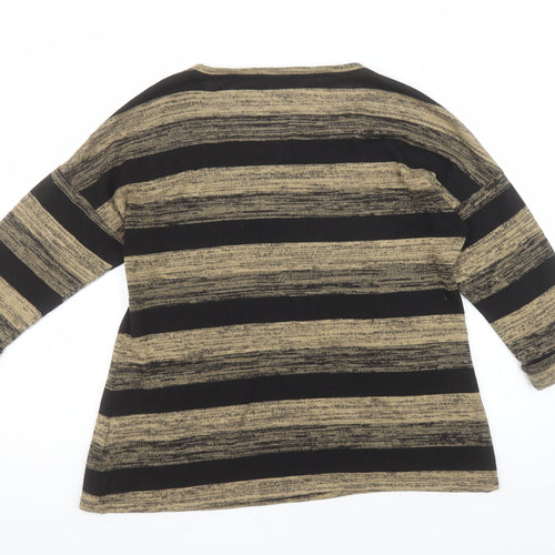 Marks and Spencer Women’s Beige Black Striped Jumper Size 12