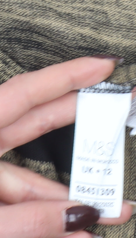 Marks and Spencer Women’s Beige Black Striped Jumper Size 12