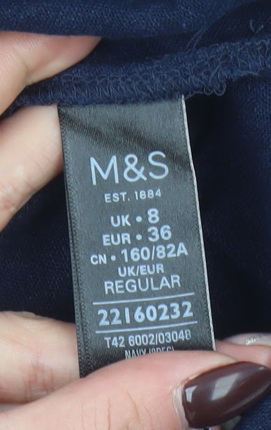 Marks and Spencer Women’s Blue Linen Blend V-Neck Shift Dress UK 8