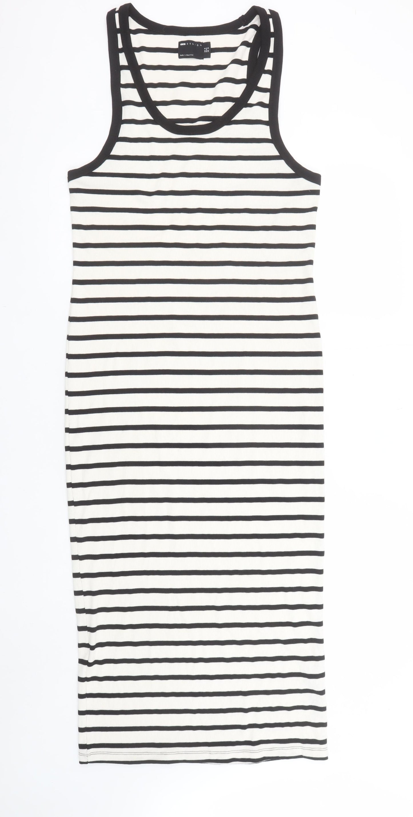 ASOS Design Womens Black White Stripe Tank Dress Size 14