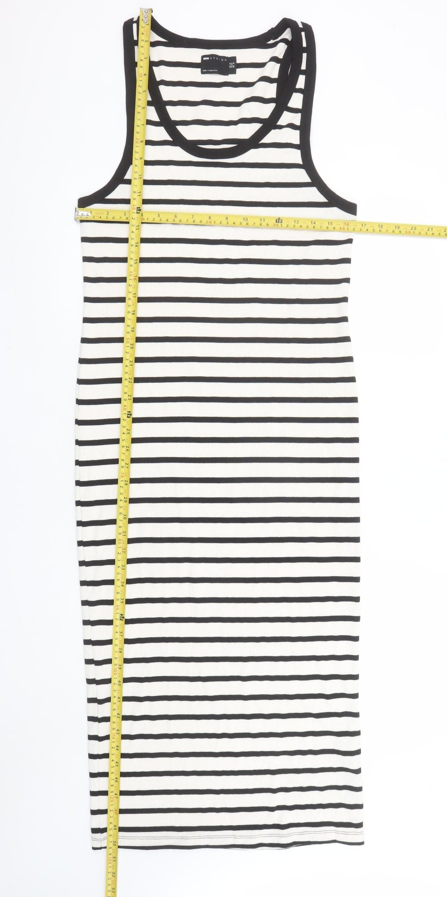 ASOS Design Womens Black White Stripe Tank Dress Size 14