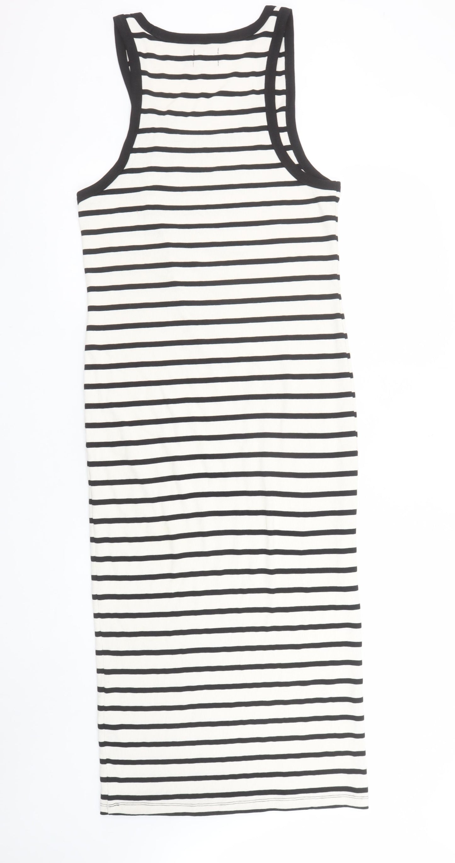 ASOS Design Womens Black White Stripe Tank Dress Size 14