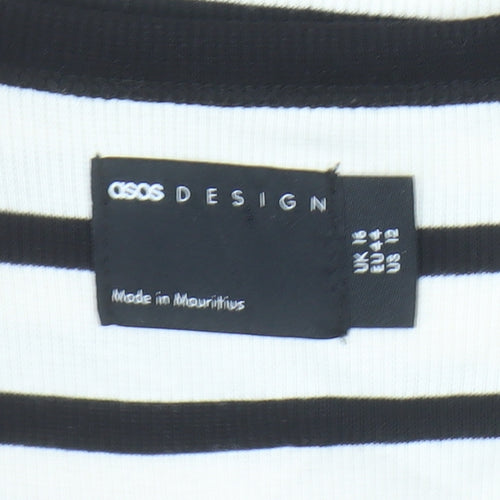 ASOS Design Womens Black White Stripe Tank Dress Size 14