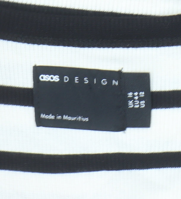 ASOS Design Womens Black White Stripe Tank Dress Size 14