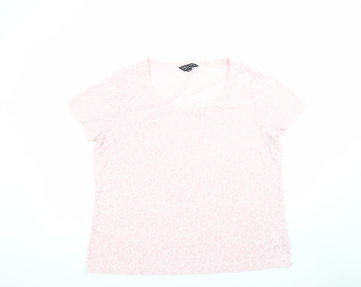 Dorothy Perkins Women’s Pink Leopard Print Short Sleeve T-Shirt Size 18