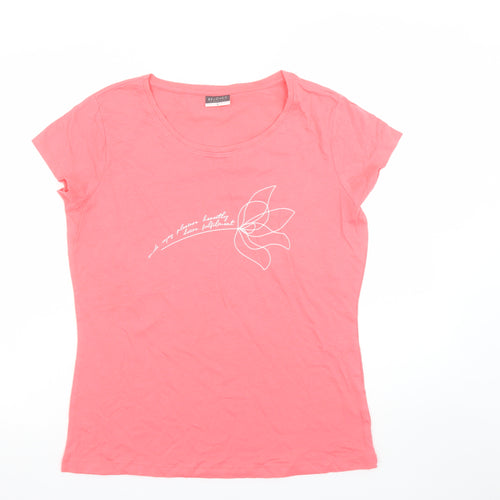 Beloved Women Pink Cotton Crew Neck Short Sleeve T-Shirt L