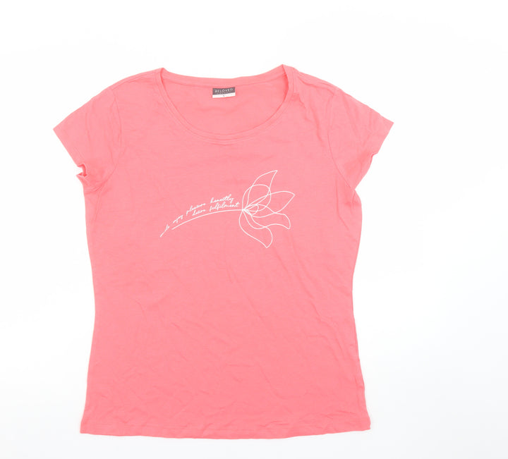 Beloved Women Pink Cotton Crew Neck Short Sleeve T-Shirt L
