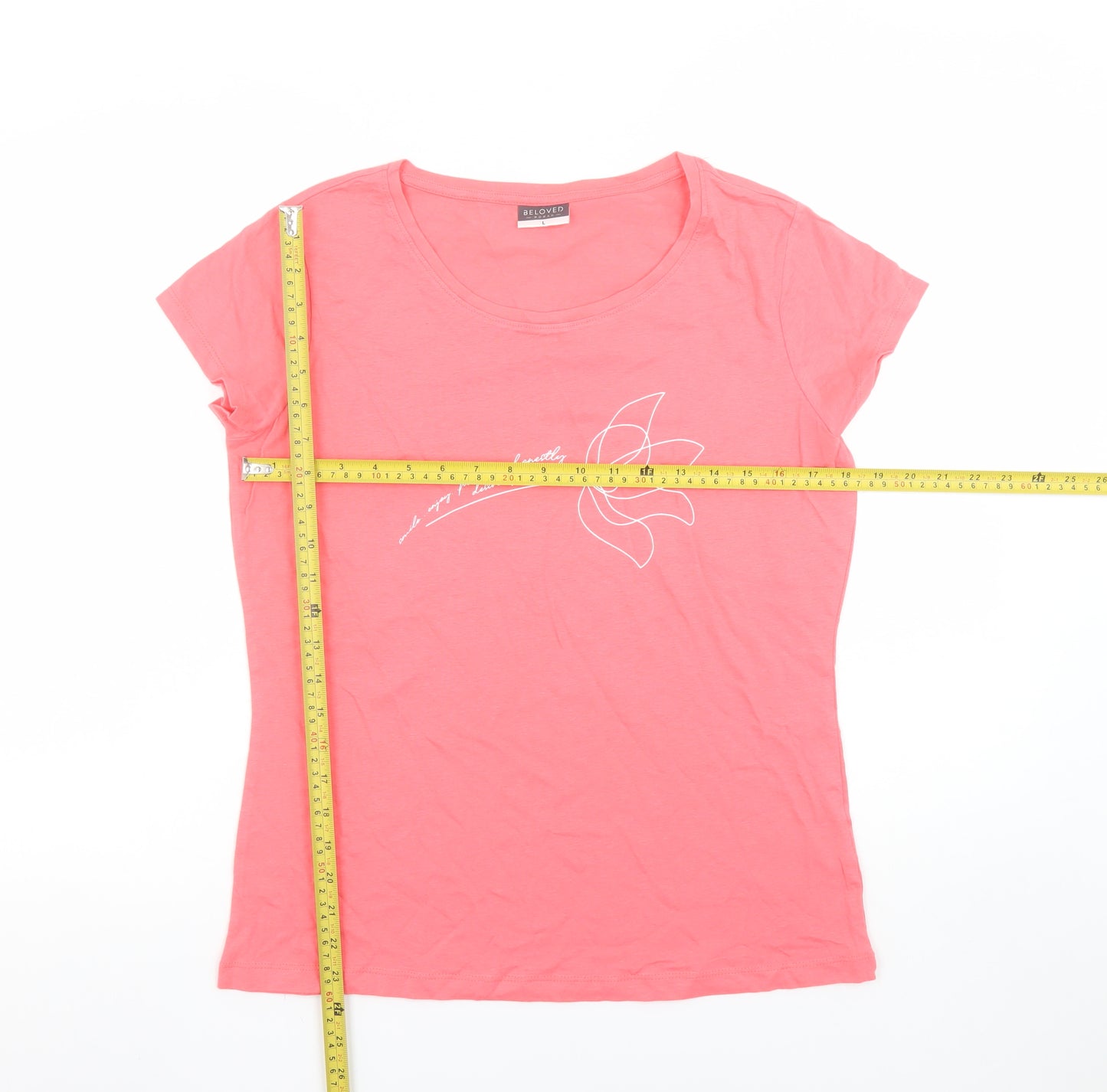 Beloved Women Pink Cotton Crew Neck Short Sleeve T-Shirt L