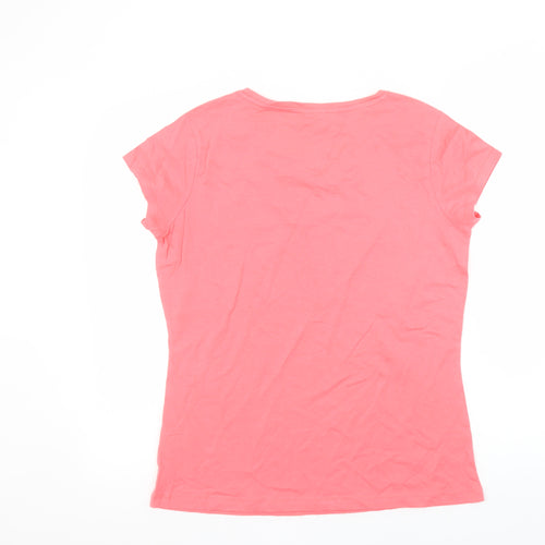 Beloved Women Pink Cotton Crew Neck Short Sleeve T-Shirt L