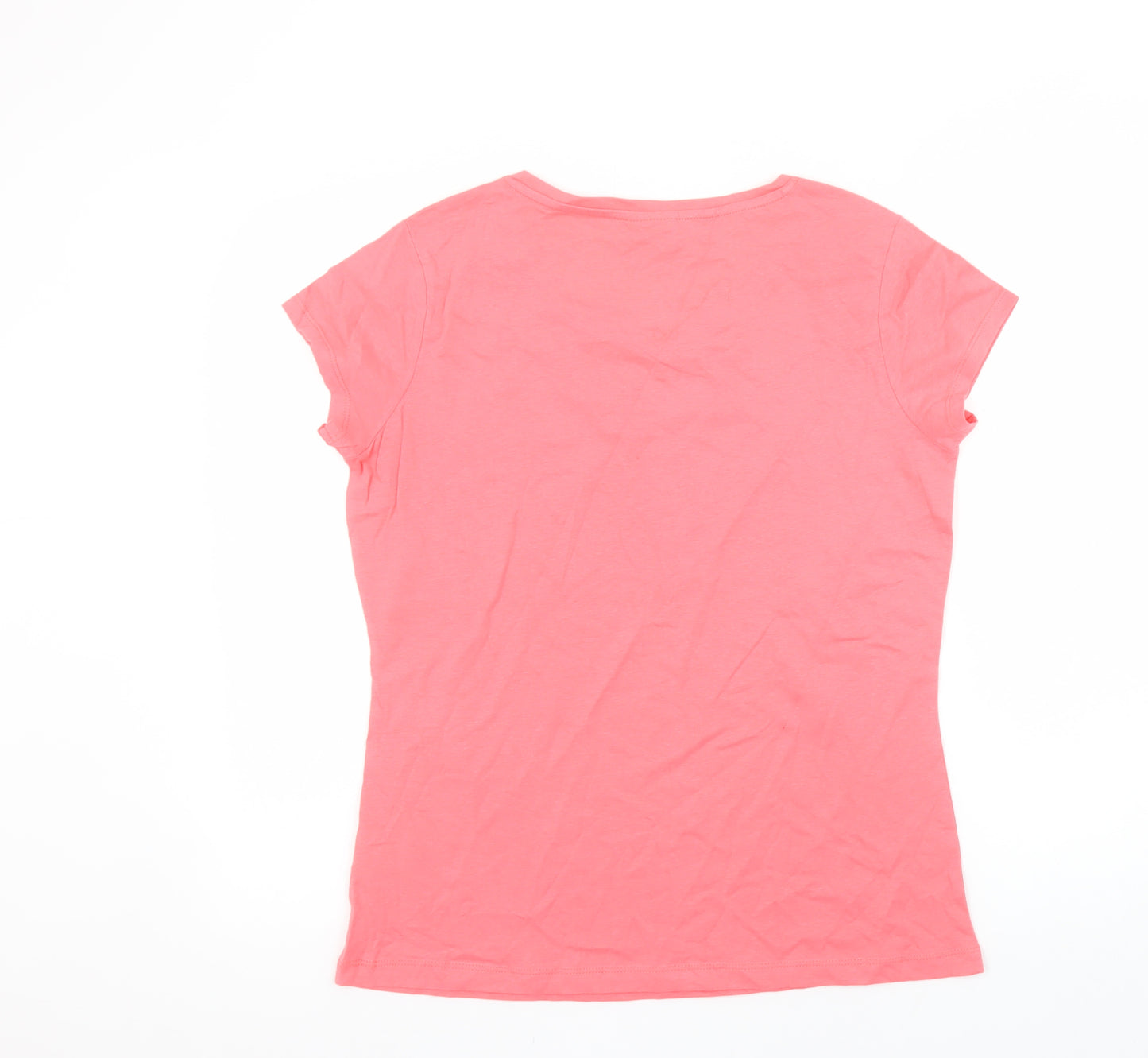Beloved Women Pink Cotton Crew Neck Short Sleeve T-Shirt L