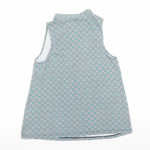 Lands' End Women's Blue Floral Sleeveless Cotton Tunic Blouse Size S