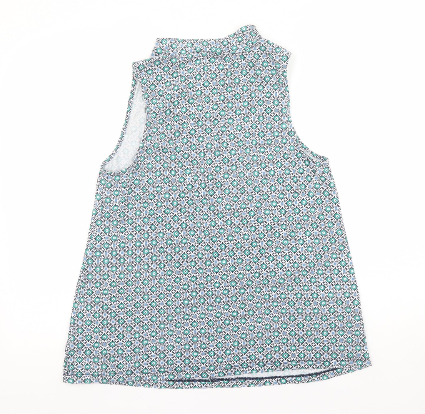 Lands' End Women's Blue Floral Sleeveless Cotton Tunic Blouse Size S