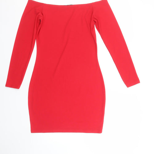 Missguided Women’s Red Off Shoulder Bodycon Dress Size 12