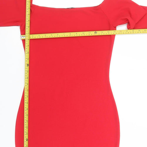 Missguided Women’s Red Off Shoulder Bodycon Dress Size 12