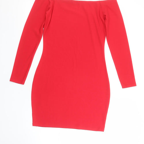 Missguided Women’s Red Off Shoulder Bodycon Dress Size 12