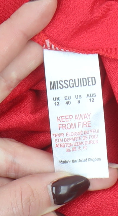 Missguided Women’s Red Off Shoulder Bodycon Dress Size 12