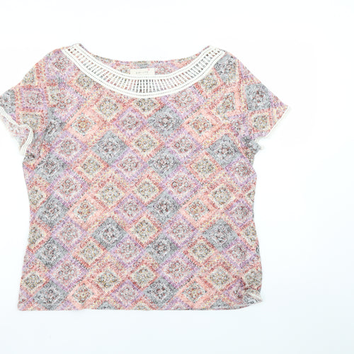 Marks and Spencer Per Una Womens Multicoloured Lace Trim T-Shirt Size 16