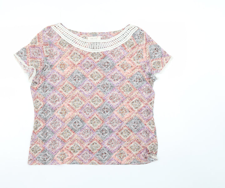 Marks and Spencer Per Una Womens Multicoloured Lace Trim T-Shirt Size 16
