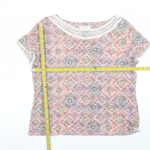 Marks and Spencer Per Una Womens Multicoloured Lace Trim T-Shirt Size 16
