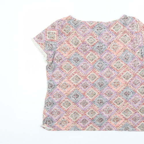Marks and Spencer Per Una Womens Multicoloured Lace Trim T-Shirt Size 16